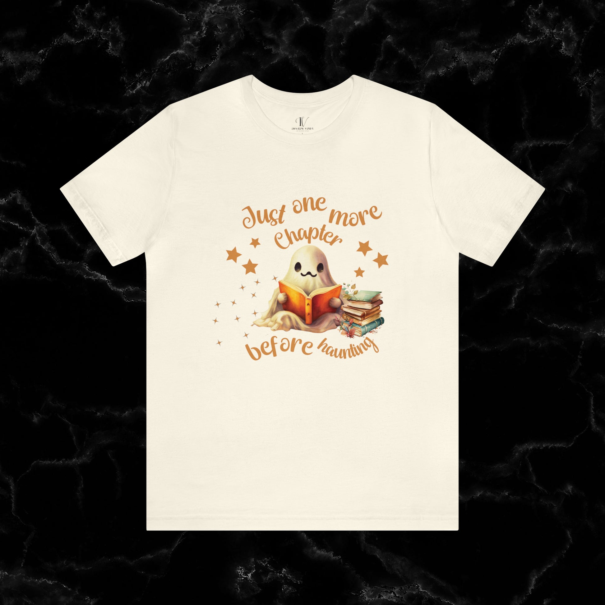 Just One More Chapter T-Shirt | Book Lover Halloween Tee - Librarian Shirt - Halloween Student Tee - Halloween Ghost Book Ghost Read Book T-Shirt Natural XS 