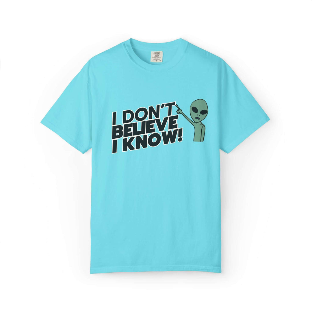 Unisex UFO T-Shirt - I Don't Believe, I Know Alien Tee T-Shirt Printify Lagoon Blue S