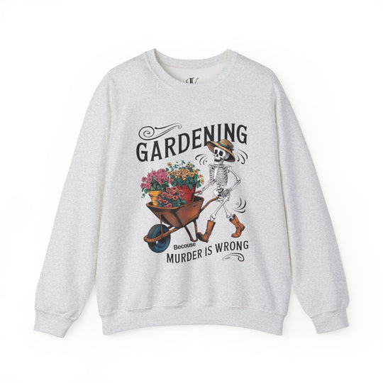 Skeleton Gardening Sweatshirt - Vintage Retro Sweatshirt Printify S Ash