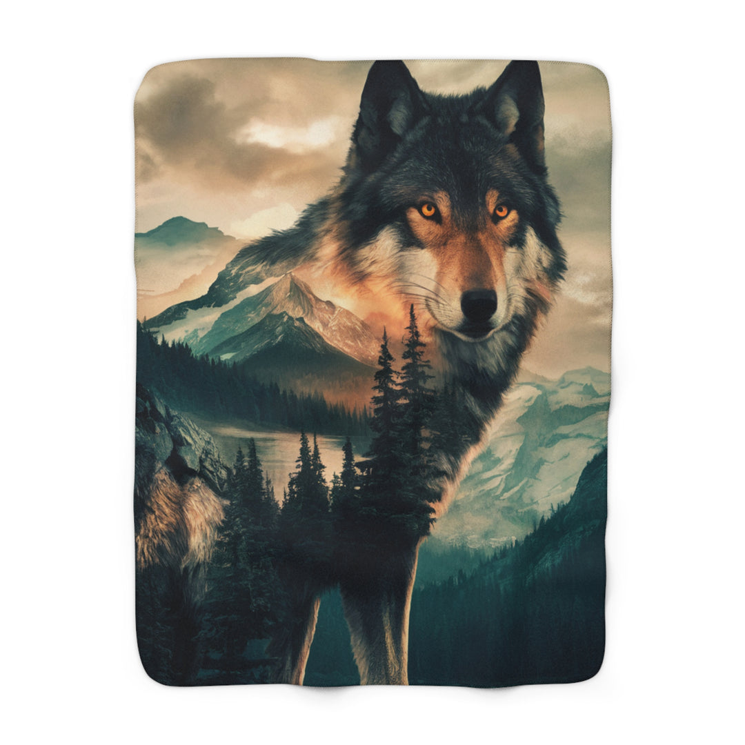 Sherpa Fleece Blanket - Mystical Wolf Mountain Landscape Home Decor Printify 50" × 60"