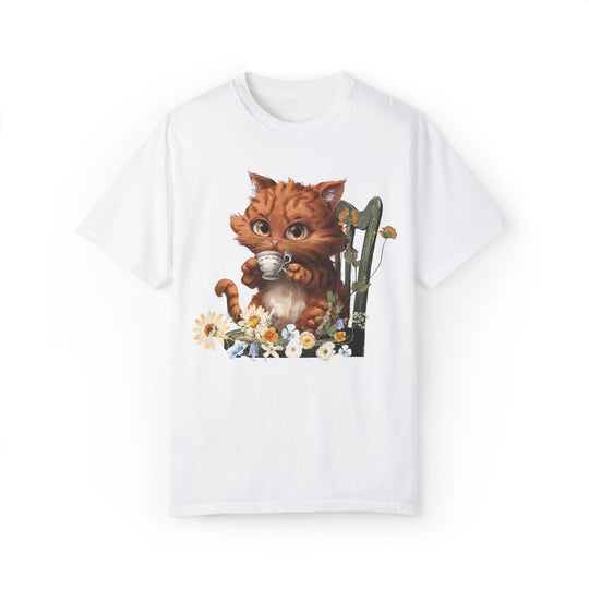 Cat Tea Time T-shirt T-Shirt Printify White S