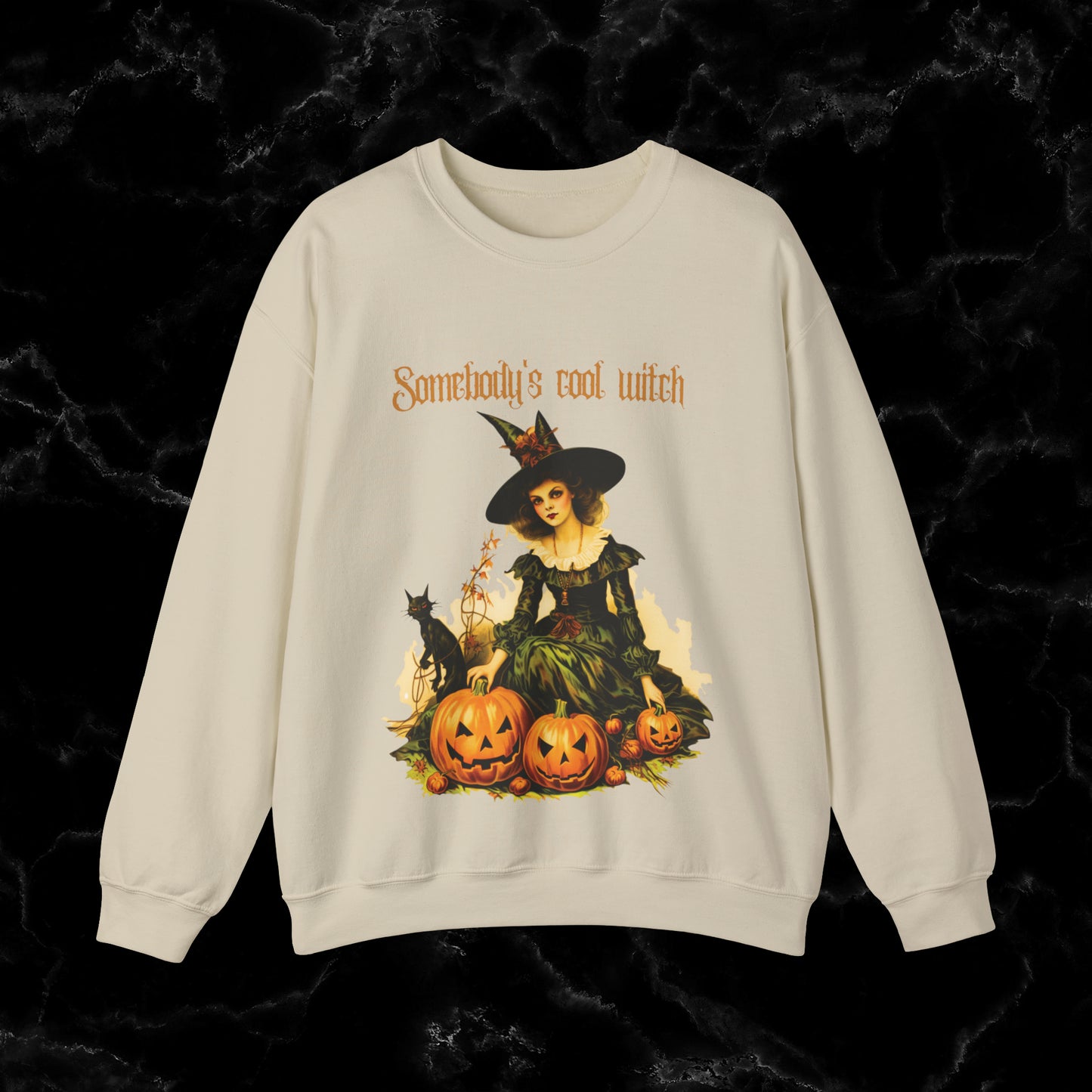 Somebody's Cool Witch Halloween Sweatshirt - Embrace the Witchy Vibes Sweatshirt S Sand 