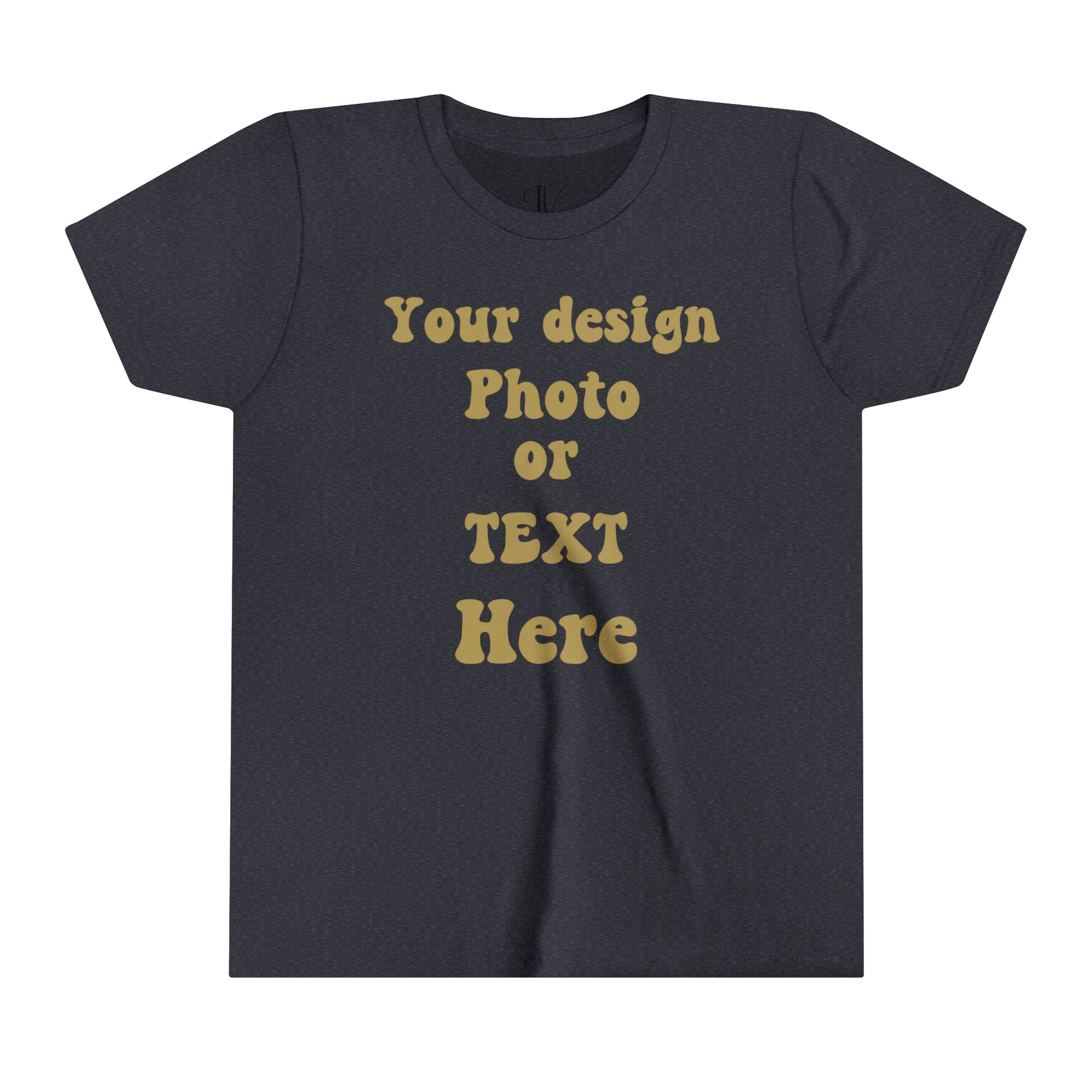 Youth Short Sleeve Tee - Personalized with Your Photo, Text, and Design Kids clothes Heather Navy S 
