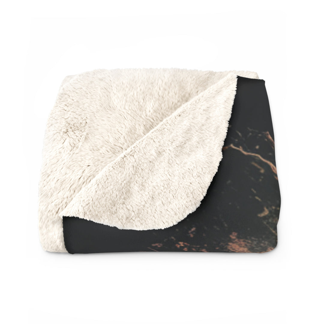 Sherpa Fleece Blanket - Dark Moody Black Rose