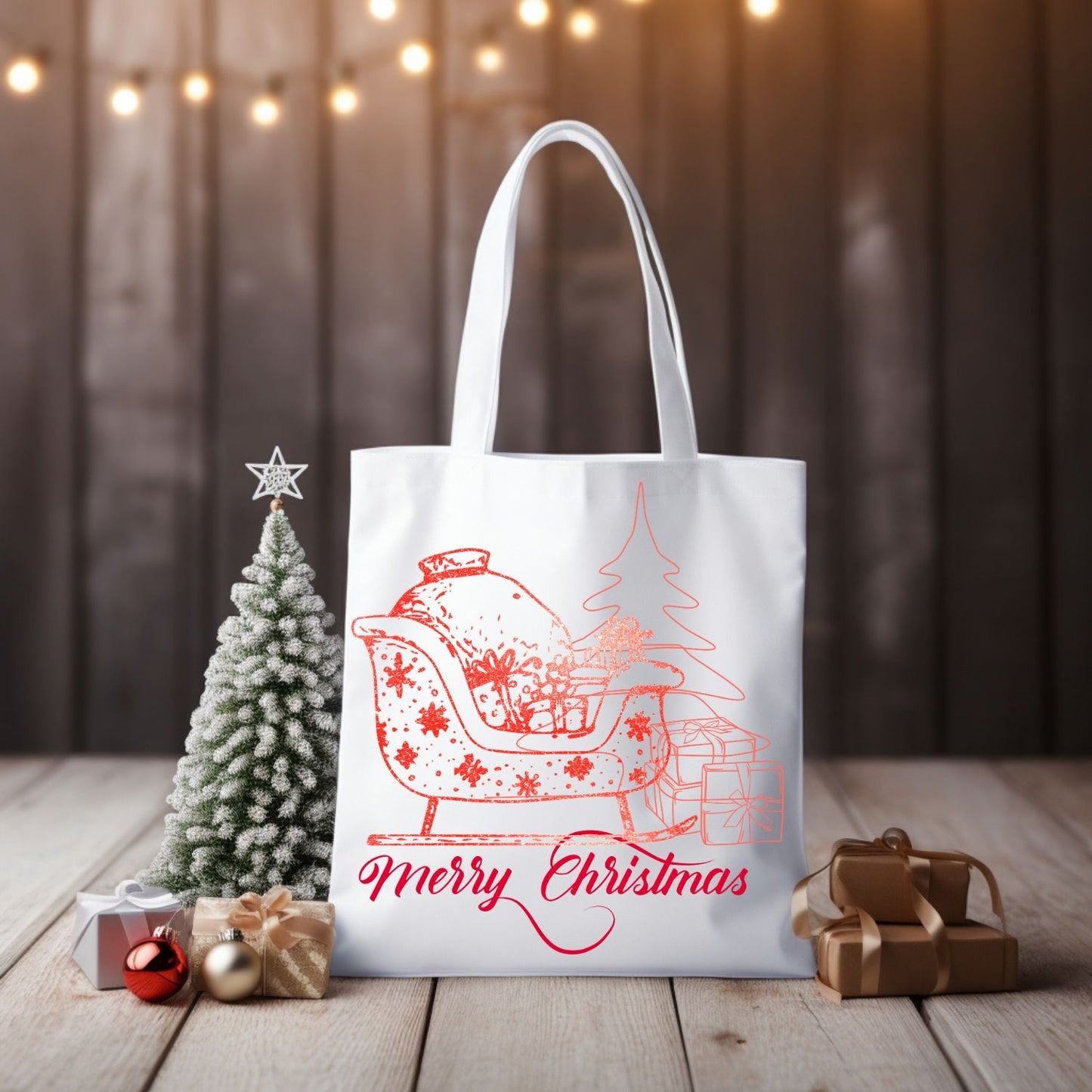 Christmas Tote Bag | Family Gift | Xmas Tree Stylish Carryall Accessories   