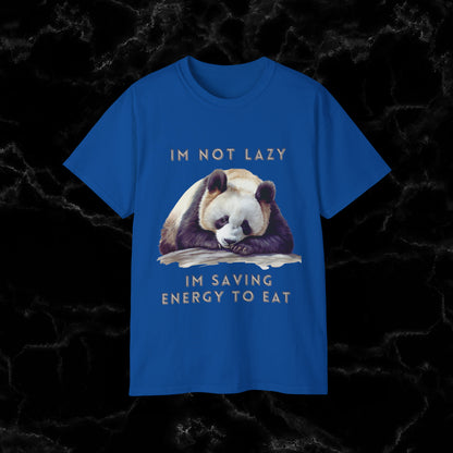Nap Time Panda Unisex Funny Tee - Hilarious Panda Nap Design - I'm Not Lazy, I'm Saving Energy to Eat T-Shirt Royal L 