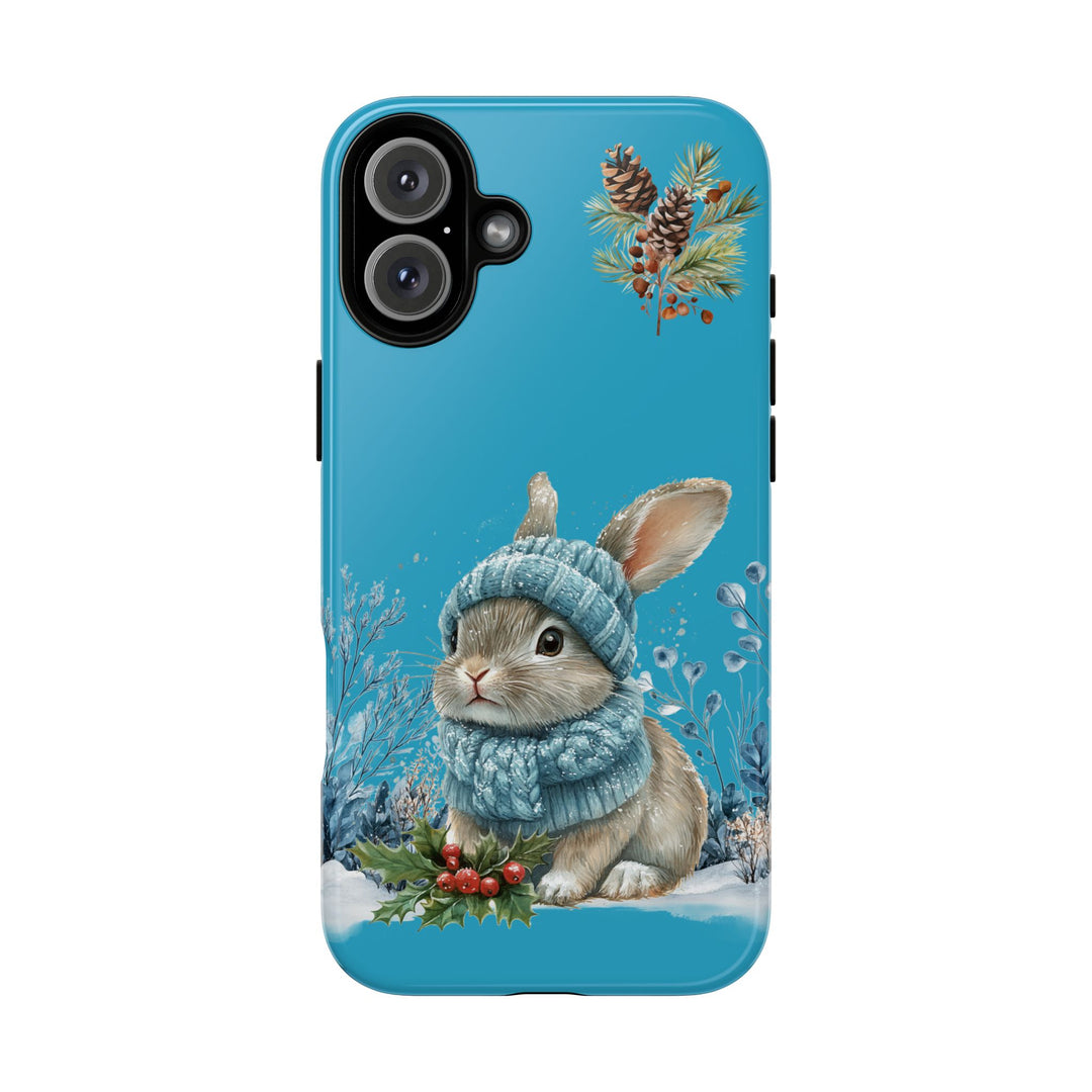 Phone Case - Winter Bunny with Hat and Scarf Phone Case Printify iPhone 16 Plus Glossy