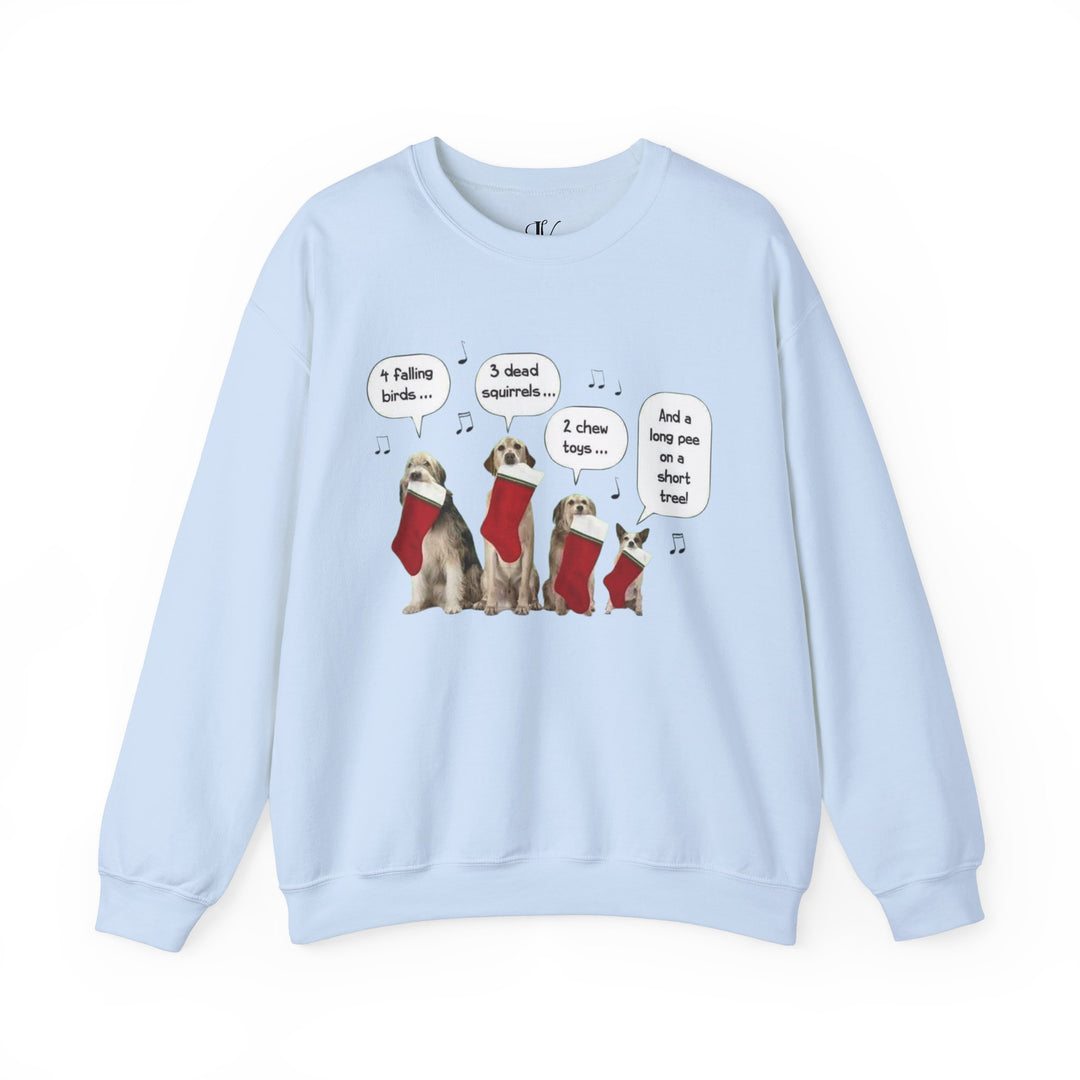 Christmas Dogs Crewneck Sweatshirt Sweatshirt Printify S Light Blue