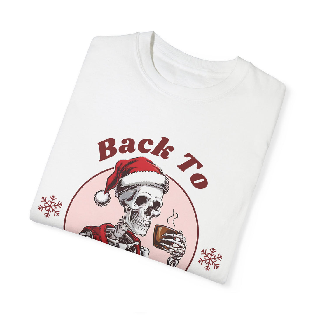 Back To Reality Skeleton Santa Coffee T-shirt T-Shirt Printify