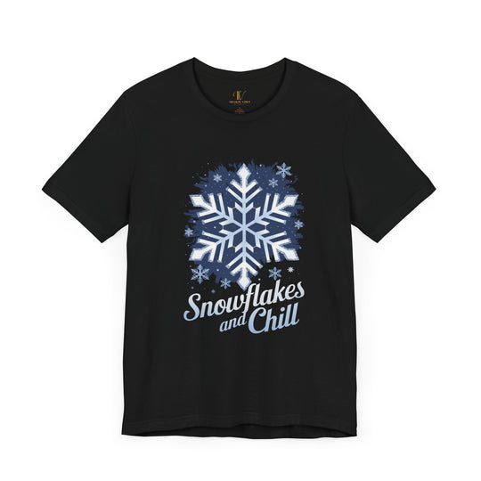 Winter Snowflakes Tee T-Shirt Printify Black XS