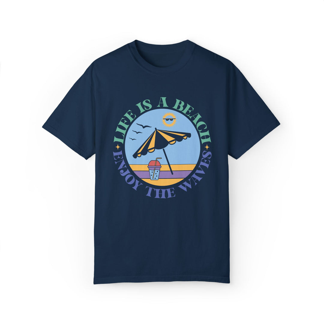 Summer Beach Life Garment-Dyed T-shirt T-Shirt Printify True Navy S