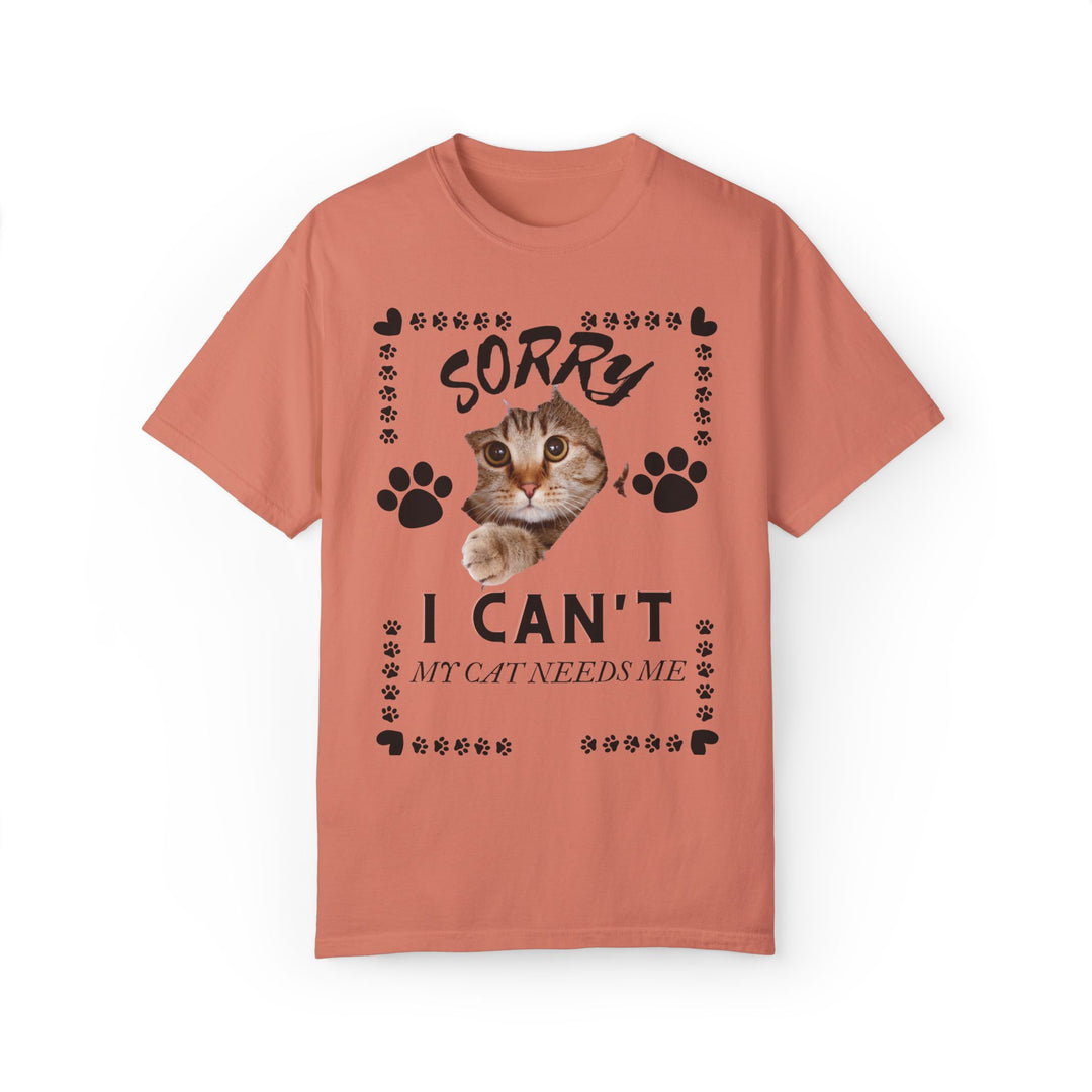 Cat Peek Unisex T-shirt Sorry I Can't My Cat Needs Me T-Shirt Printify Terracotta S