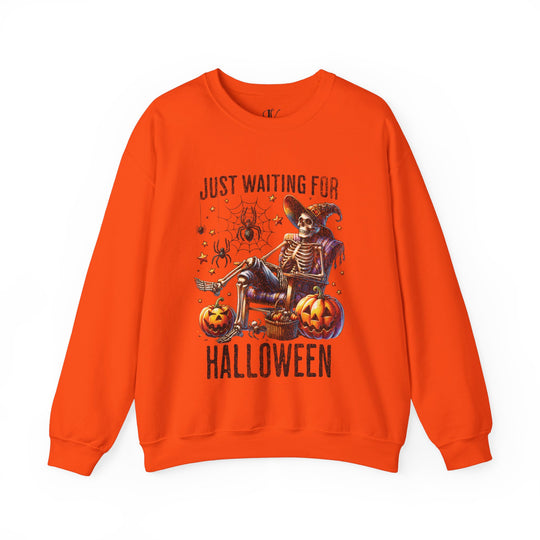 Halloween Crewneck Sweatshirt with Relaxing Skeleton