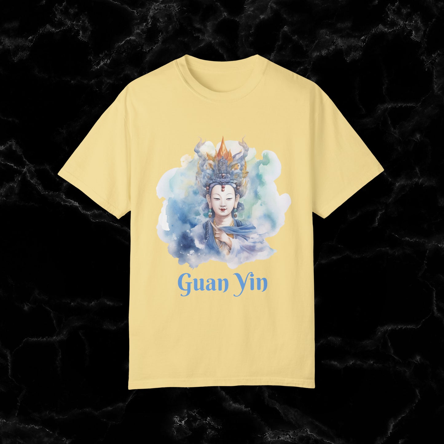 Quan Yin Spiritual Tee - Goddess of Compassion, Unisex Garment-Dyed T-shirt, Goddess of Mercy T-Shirt Butter S 