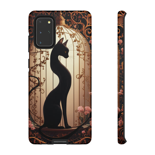 Gothic Tough Cases with Black Cat and Roses Phone Case Printify