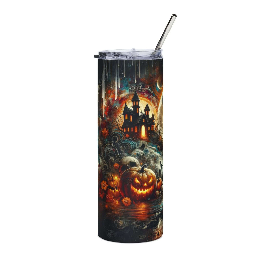 Halloween Witch Haunted House 20oz Stainless Steel Tumbler Mug Printify