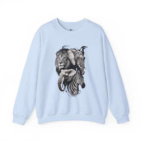 Wildlife Trio Crewneck Sweatshirt Sweatshirt Printify S Light Blue