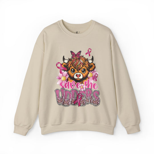 Breast Cancer Highland Cow Save the Udders Sweatshirt