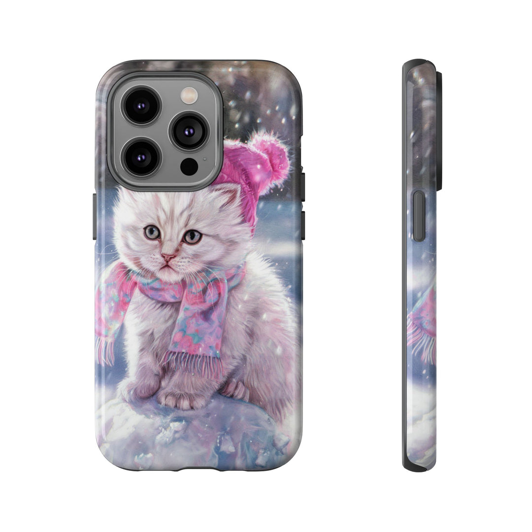 Phone Cases - Adorable Kitten Winter Phone Case Printify iPhone 14 Pro Glossy