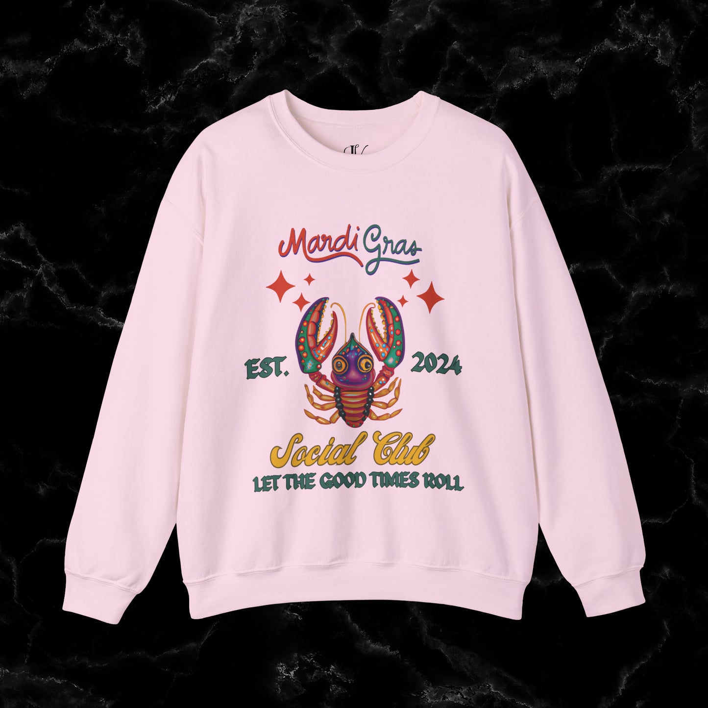 Mardi Gras Sweatshirt Women - NOLA Luxury Bachelorette Sweater, Unique Fat Tuesday Shirt, Louisiana Girls Trip Sweater, Mardi Gras Social Club Style Sweatshirt S Light Pink 