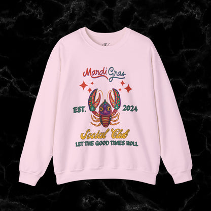 Mardi Gras Sweatshirt Women - NOLA Luxury Bachelorette Sweater, Unique Fat Tuesday Shirt, Louisiana Girls Trip Sweater, Mardi Gras Social Club Style Sweatshirt S Light Pink 