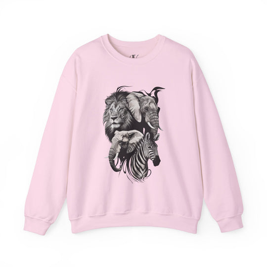 Wildlife Trio Crewneck Sweatshirt Sweatshirt Printify S Light Pink