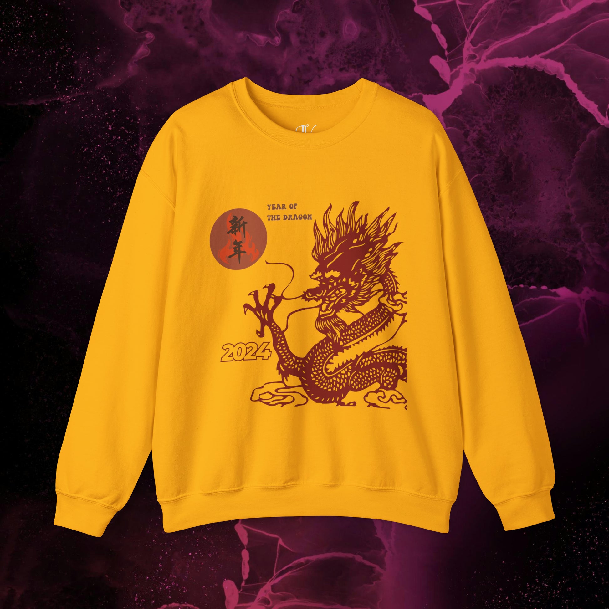 Year of the Dragon Sweatshirt - 2024 Chinese Zodiac Shirt for Lunar New Year Sweatshirt S Gold 