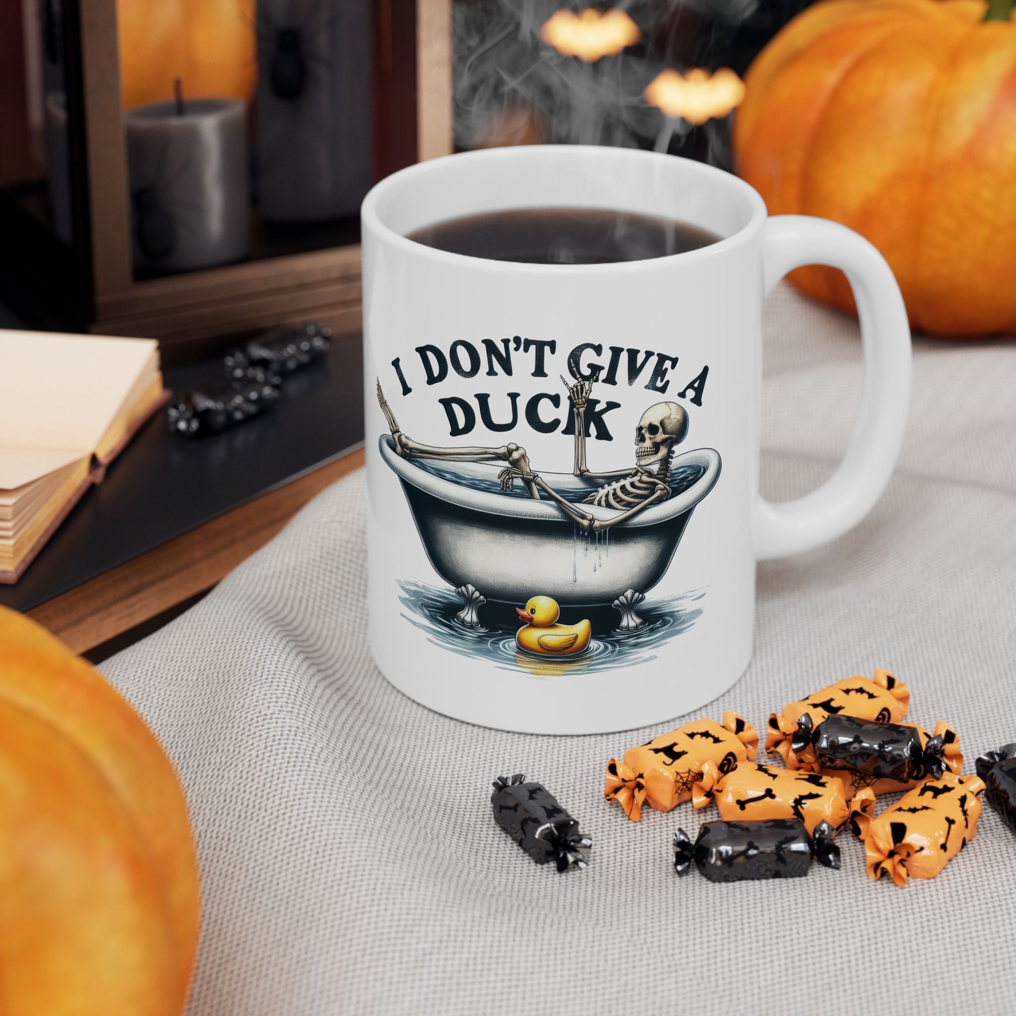 Ceramic Mug, I Don't Give A Duck; Skeleton Humor Mug Printify 11oz