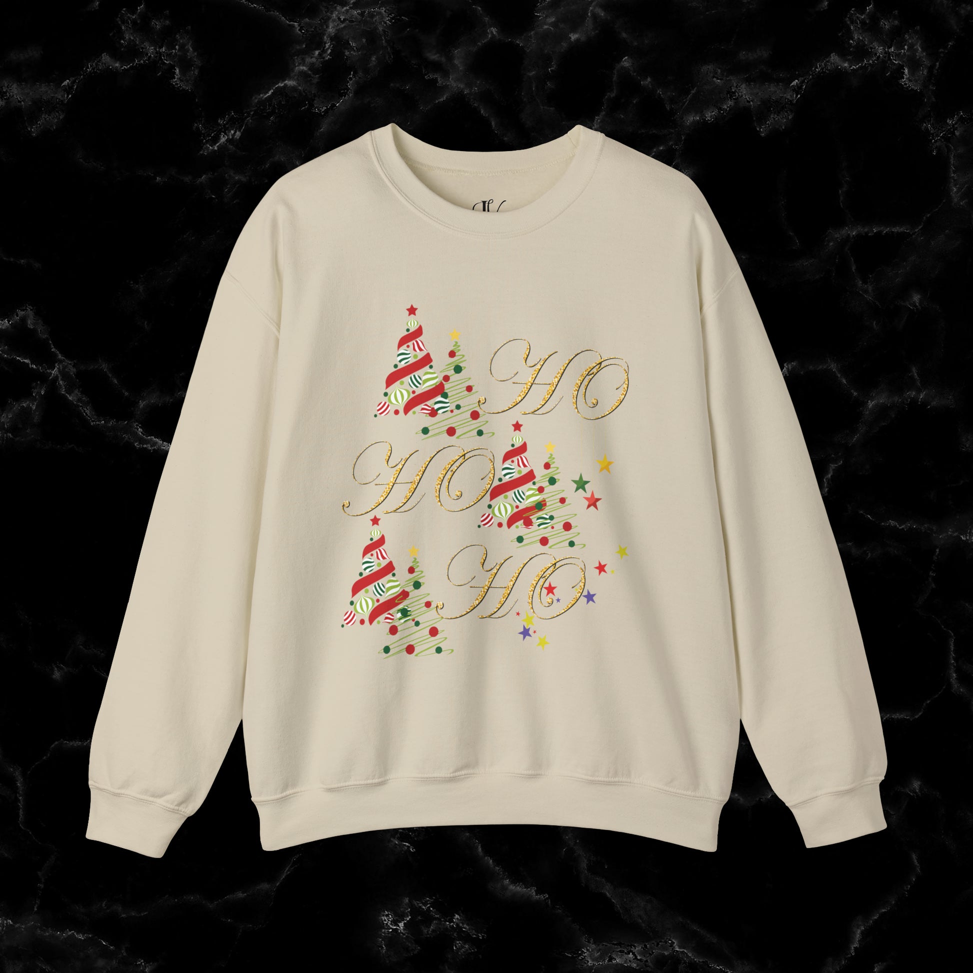 Ho Ho Ho Sweatshirt | Christmas Shirt - Christmas Gift - Santa Shirt - Holiday Shirt - Christmas Trees Sweatshirt - Cute Christmas Tee Sweatshirt S Sand 