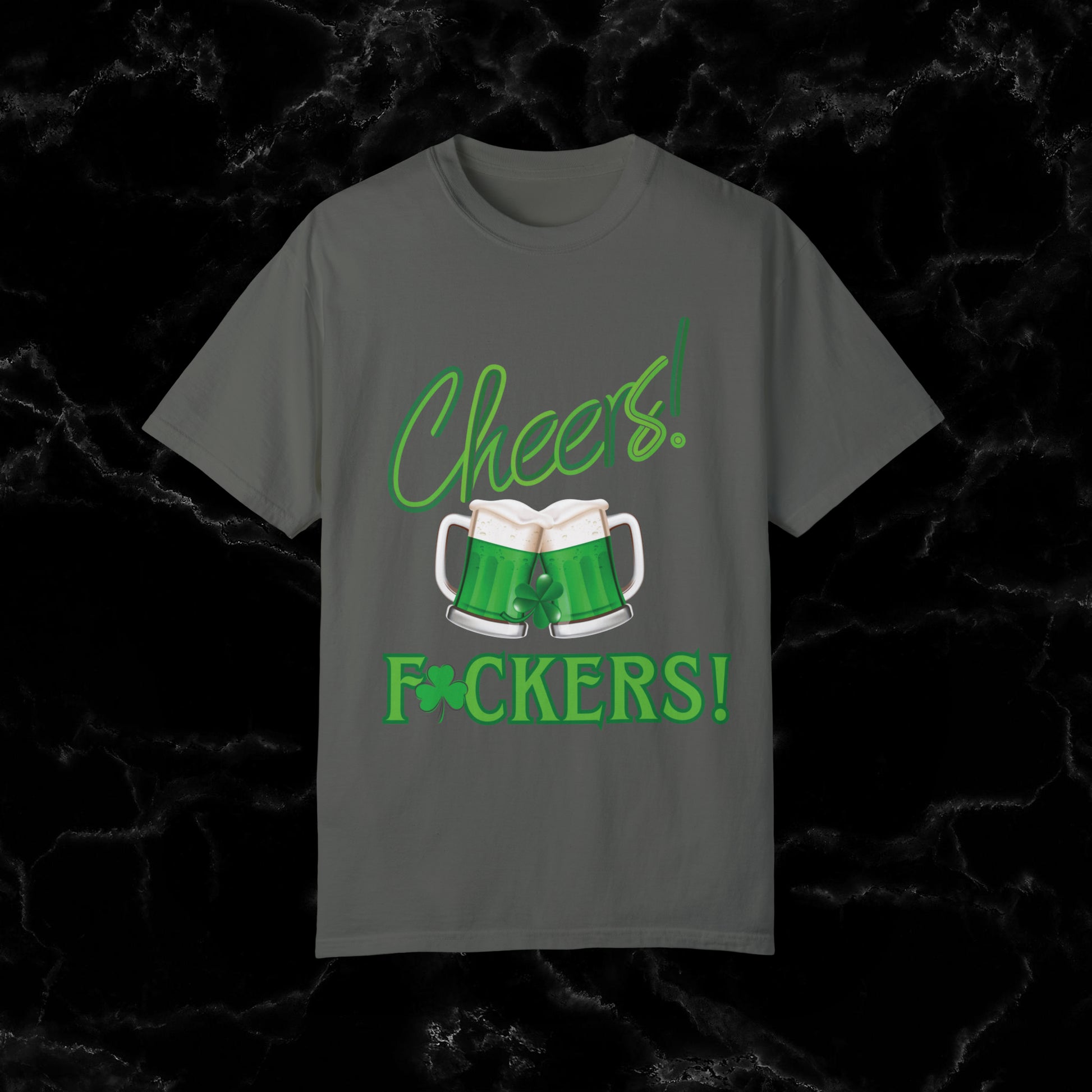 Cheers F**kers Shirt - A Bold Shamrock Statement for Irish Spirits and Good Times T-Shirt Pepper S 