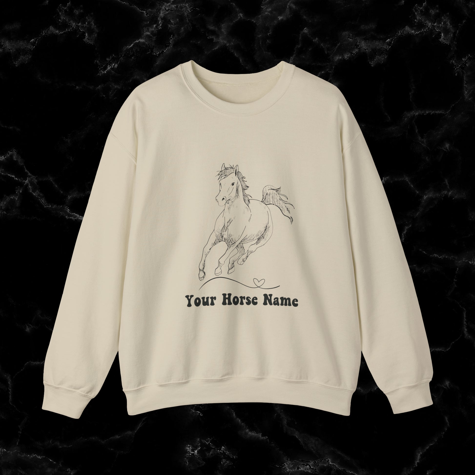 Personalized Horse Sweatshirt - Gift for Horse Owner, Perfect for Christmas, Birthdays, and Equestrian Enthusiasts - Wrap Up Warmth and Personal Connection with this Thoughtful Horse Lover's Gift Sweatshirt S Sand 