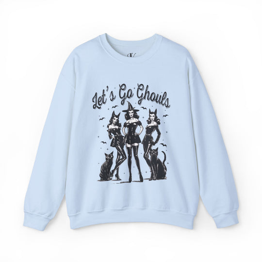 Let's Go Ghouls: Witchy Halloween Sweatshirt Sweatshirt Printify S Light Blue