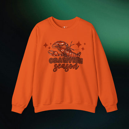 Celebrate Crawfish Season: Mardi Gras Sweatshirt, Crawfish Lovers Sweater, Louisiana Crew Tee | Crawfish Season Apparel - Embrace the Flavor and Fun of the Season with Stylish Crawfish-Themed Wear! Sweatshirt S Orange 