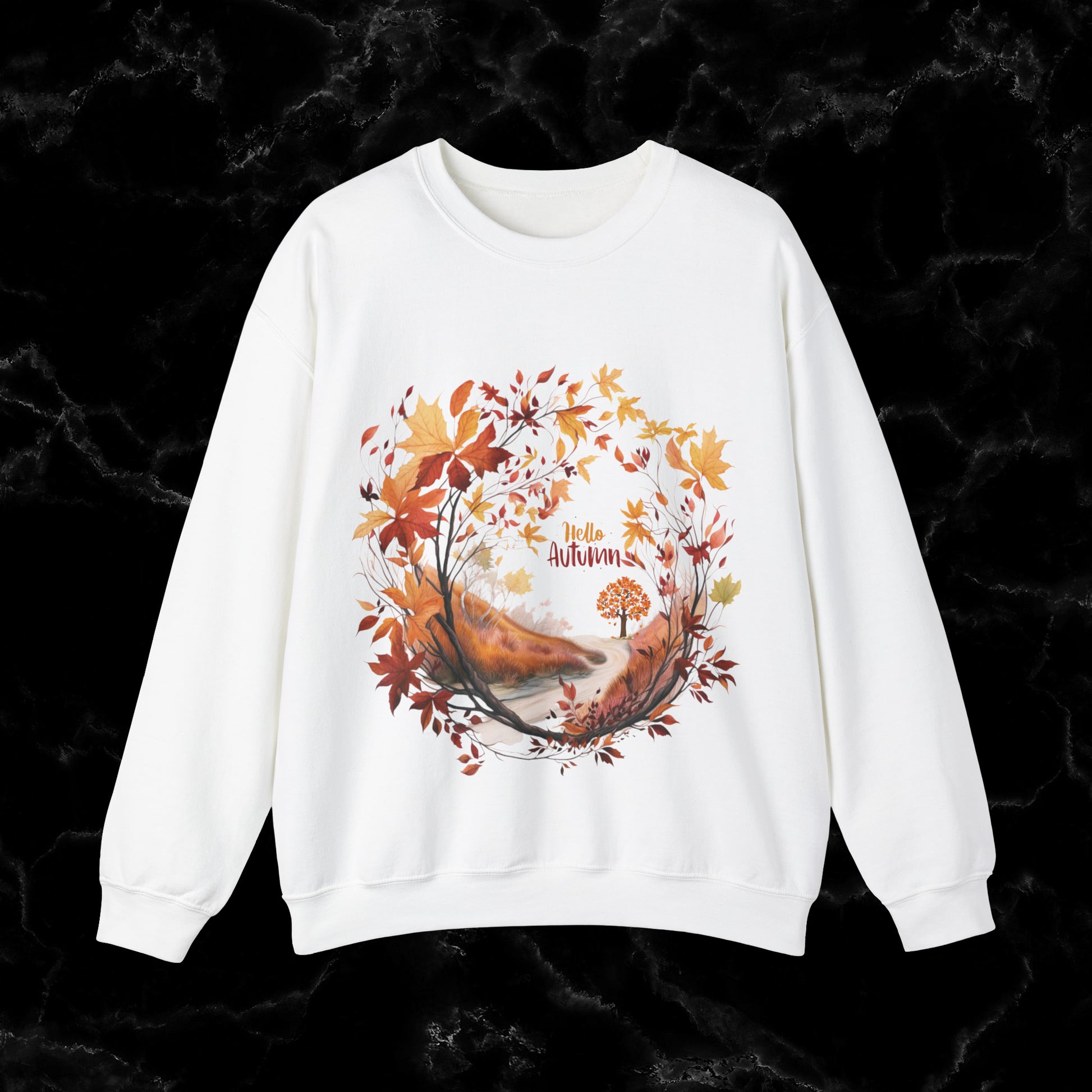 Hello Autumn Sweatshirt | Fall Design | Fall Seasonal Sweatshirt | Beauty Of Autumn Sweatshirt S White 