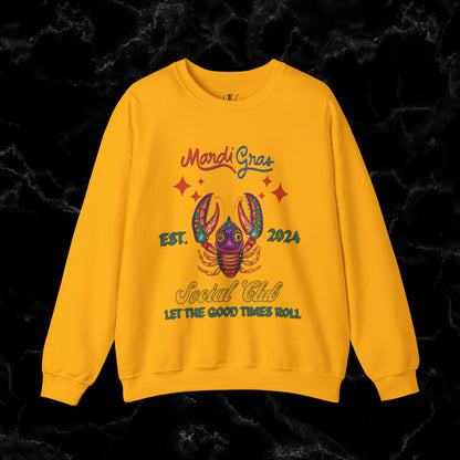 Mardi Gras Sweatshirt Women - NOLA Luxury Bachelorette Sweater, Unique Fat Tuesday Shirt, Louisiana Girls Trip Sweater, Mardi Gras Social Club Style Sweatshirt S Gold 