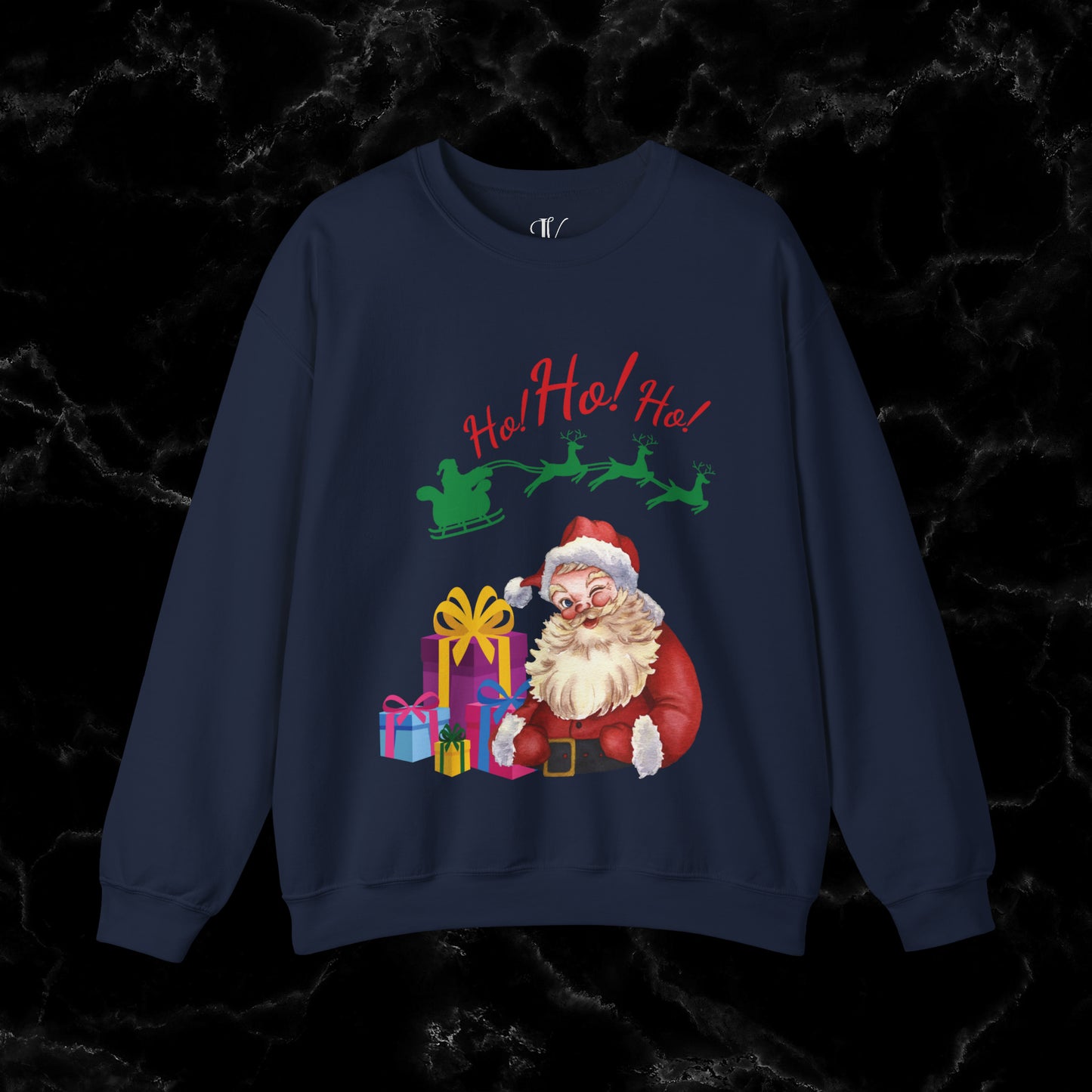 Retro Santa Sweatshirt - Vintage Christmas Fashion for Holiday Cheer Sweatshirt S Navy 