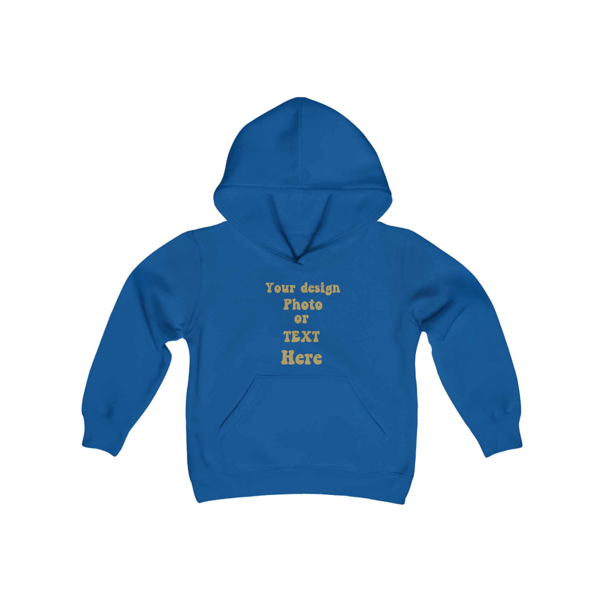 Youth Heavy Blend Hooded Sweatshirt - Personalize It with Text and Photo Kids clothes Royal S 