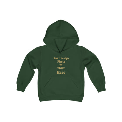 Youth Heavy Blend Hooded Sweatshirt - Personalize It with Text and Photo Kids clothes Forest Green S 