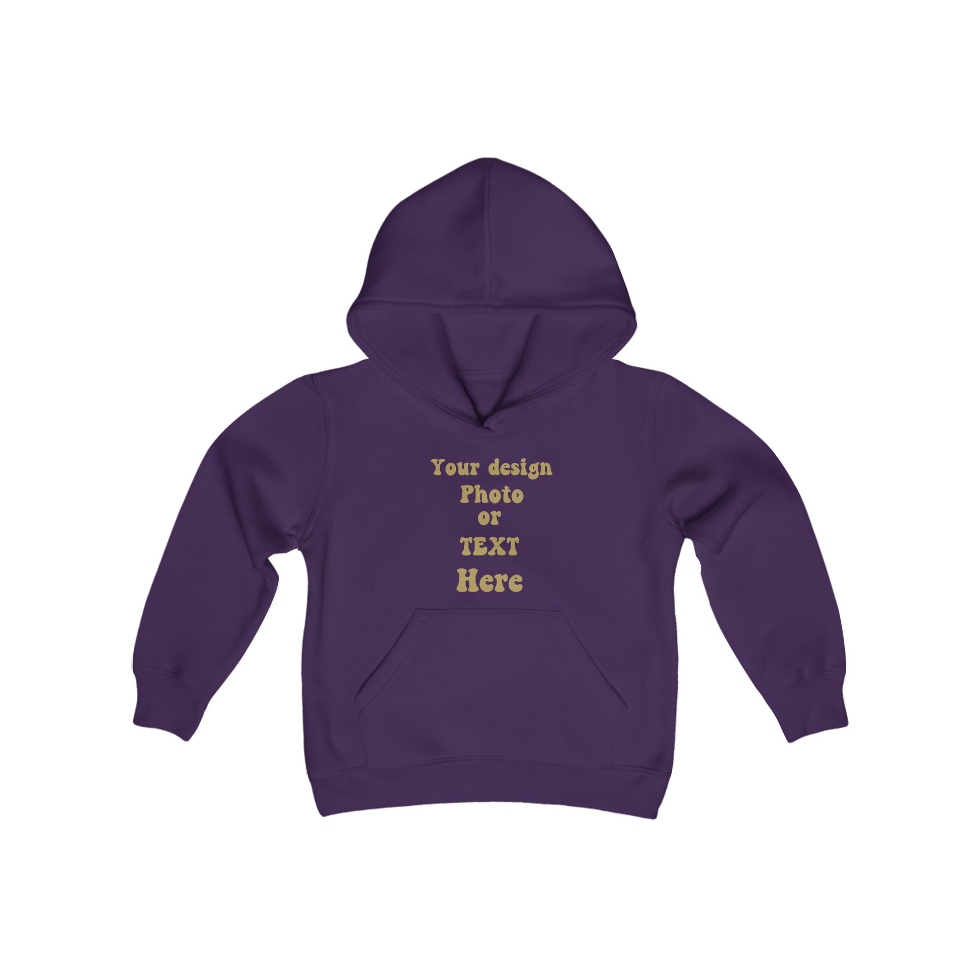 Youth Heavy Blend Hooded Sweatshirt - Personalize It with Text and Photo Kids clothes Purple S 