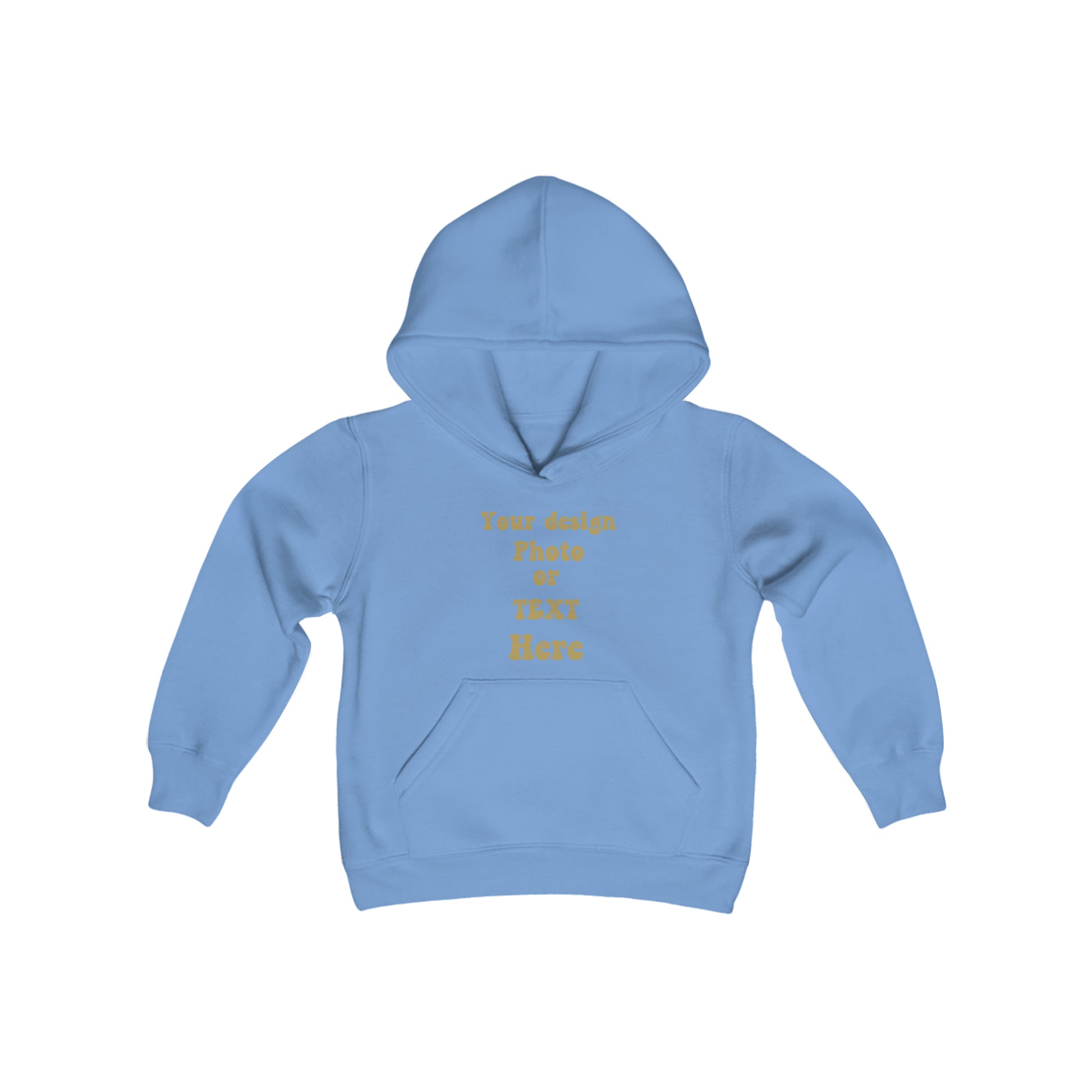 Youth Heavy Blend Hooded Sweatshirt - Personalize It with Text and Photo Kids clothes Carolina Blue S 
