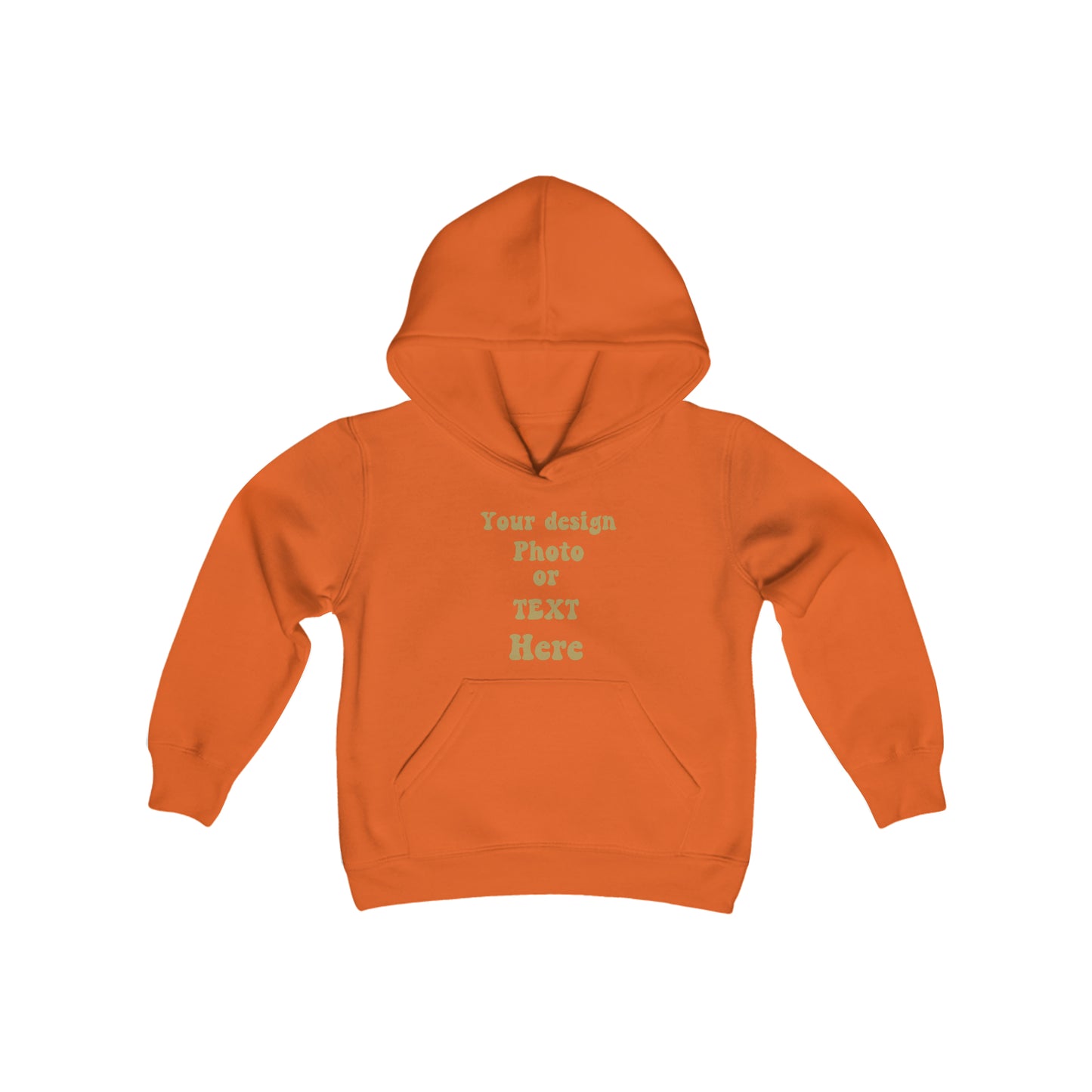 Youth Heavy Blend Hooded Sweatshirt - Personalize It with Text and Photo Kids clothes Orange S 