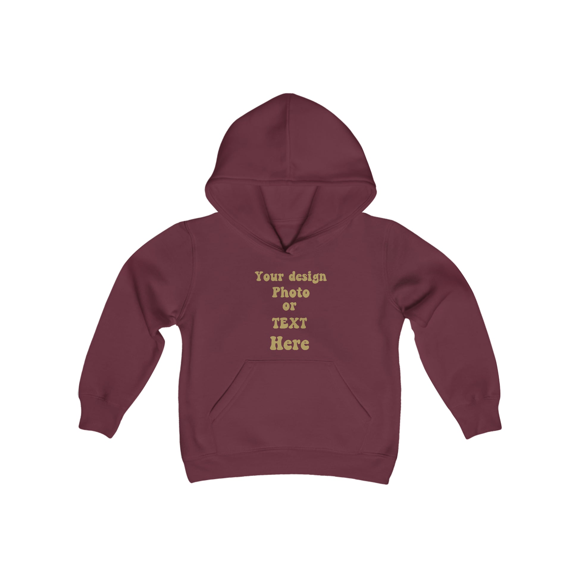 Youth Heavy Blend Hooded Sweatshirt - Personalize It with Text and Photo Kids clothes Maroon S 