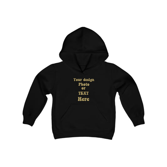 Youth Heavy Blend Hooded Sweatshirt - Personalize It with Text and Photo Kids clothes Black S 