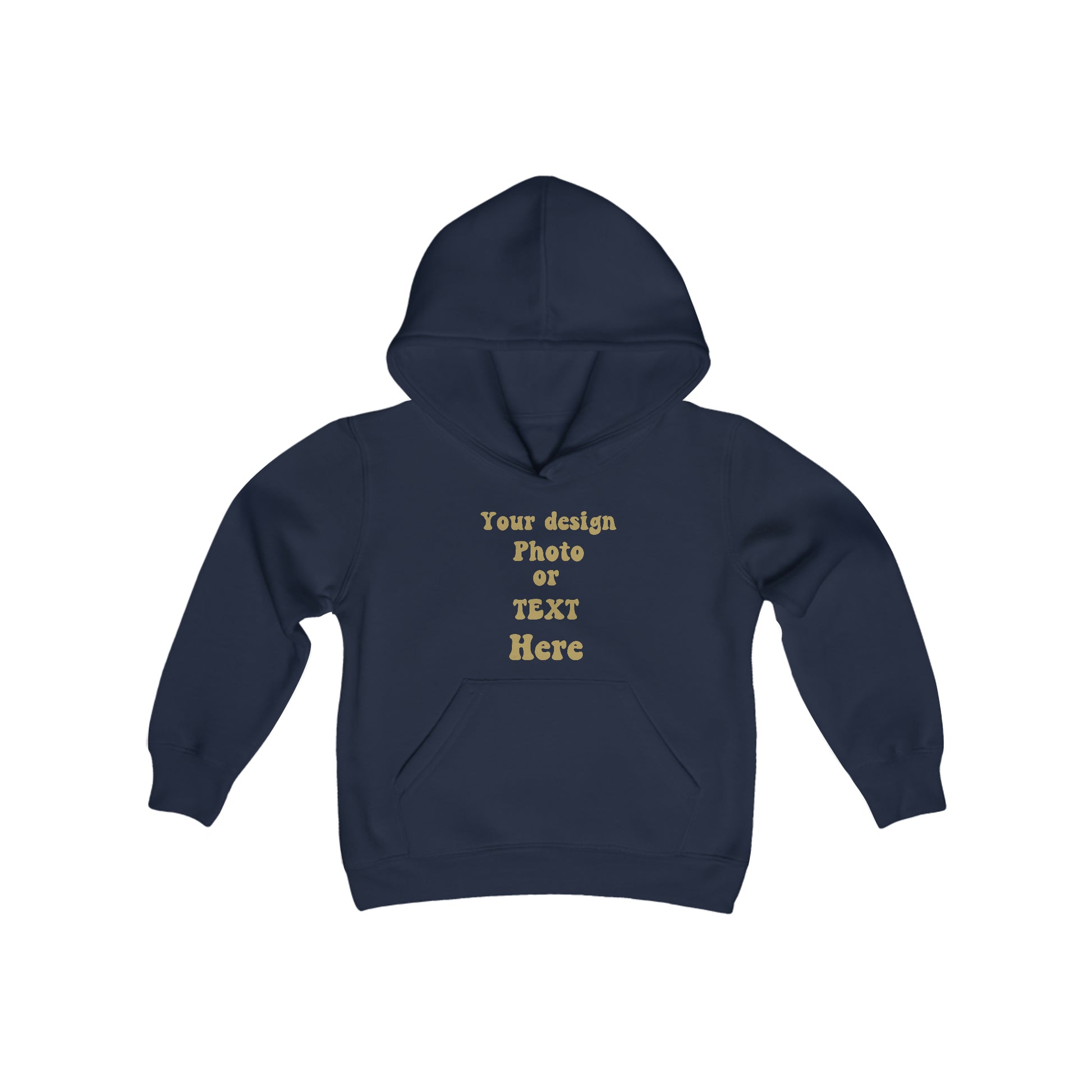 Youth Heavy Blend Hooded Sweatshirt - Personalize It with Text and Photo Kids clothes Navy S 