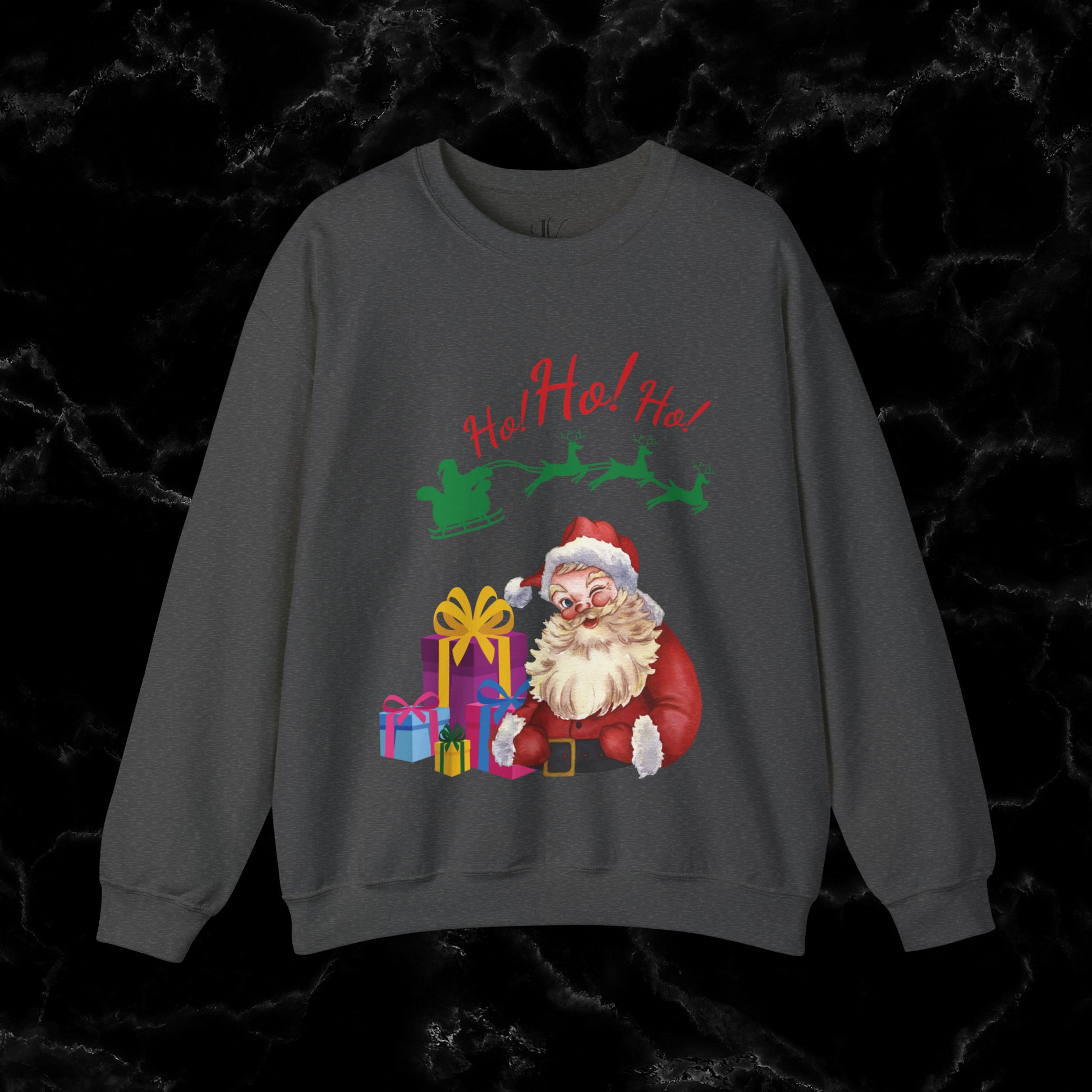Retro Santa Sweatshirt - Vintage Christmas Fashion for Holiday Cheer Sweatshirt S Dark Heather 