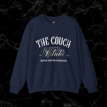 The Couch Club Crewneck Sweatshirt – Funny, Vintage, and Oversized: The Perfect Gift for Her and Your Best Friend Sweatshirt S Navy 