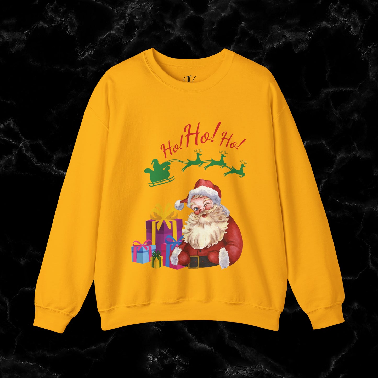 Retro Santa Sweatshirt - Vintage Christmas Fashion for Holiday Cheer Sweatshirt S Gold 