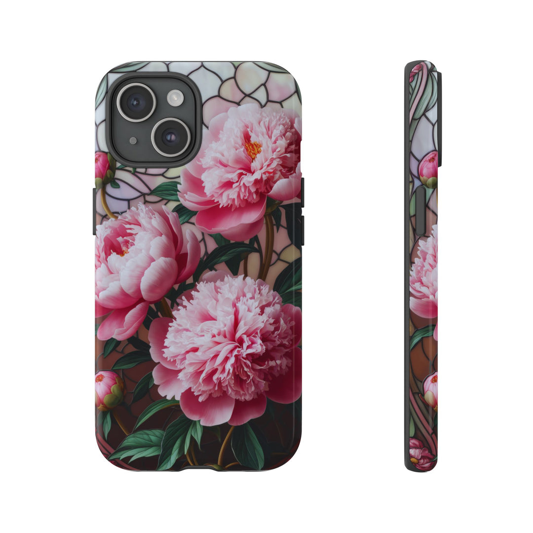 Phone Case Art Deco Pink Peonies Phone Case Printify iPhone 15 Glossy