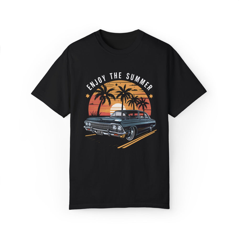 Summer Sunset Car T-Shirt T-Shirt Printify Black S