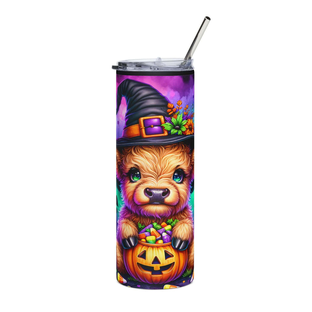 20oz Stainless Steel Tumbler — Witch Calf Jack-O'-Lantern Halloween Mug Printify